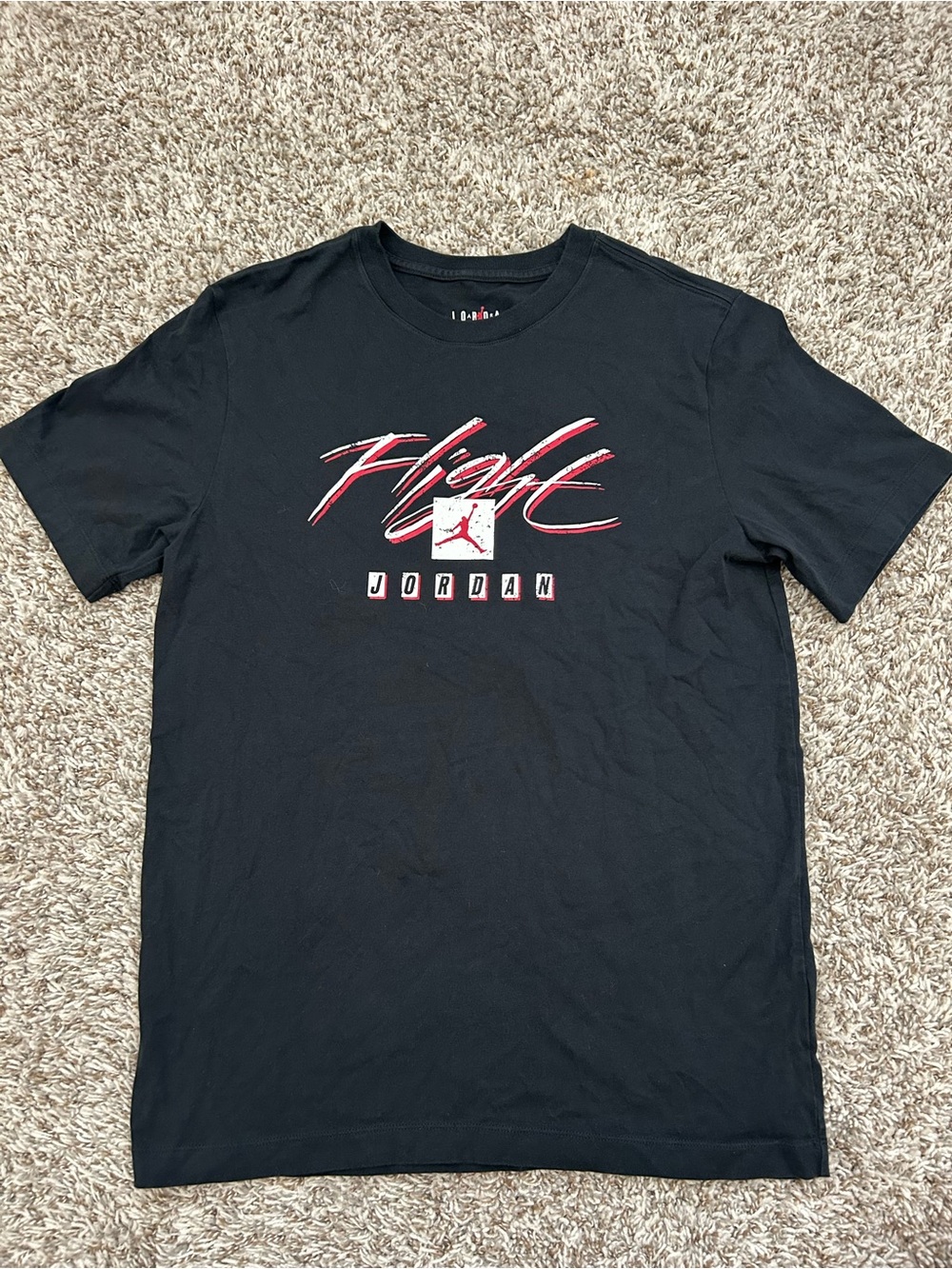 Jordan Flight Graphic Logo Tee Black Red White Men's Medium Short Sleeve